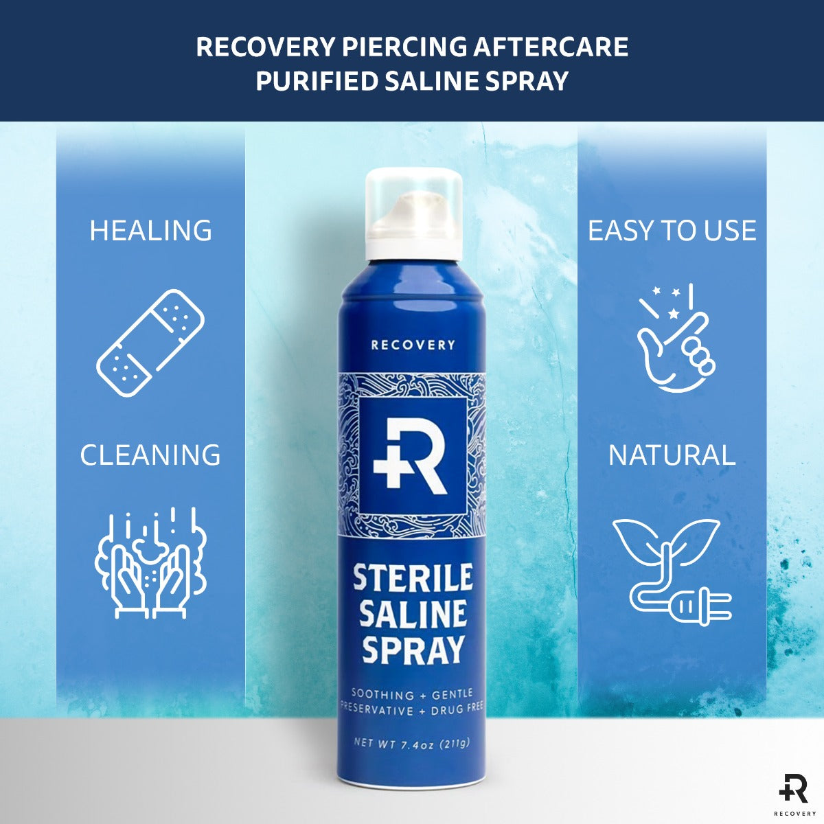 Recovery Sterilized Saline Wash Spray — 7.4oz — Case of 36 Spray Cans