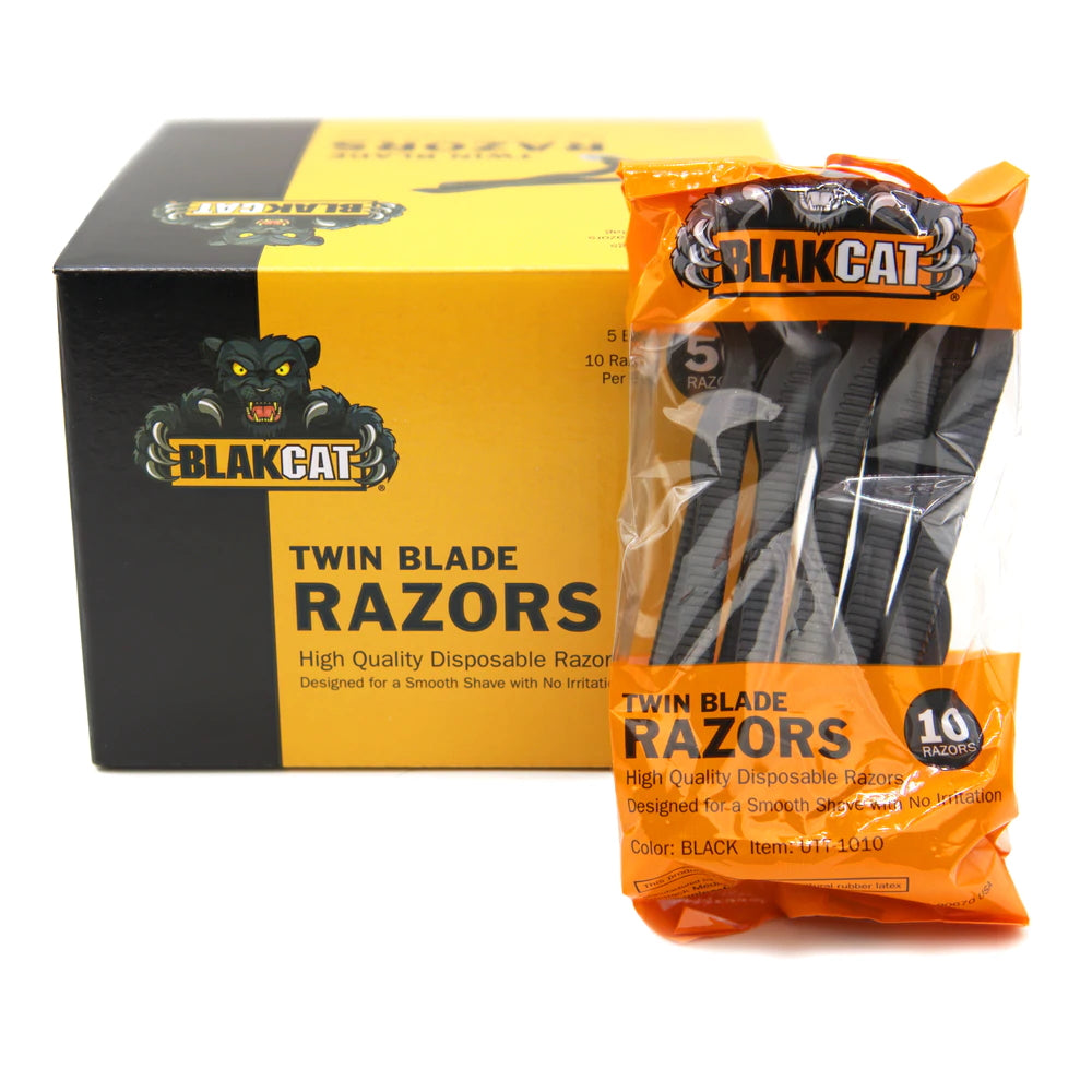 Blakcat Double Blade Disposable Razor — Box of 50 - Painful Pleasures