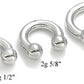 2g Stainless Steel Circular Barbell - Size Chart