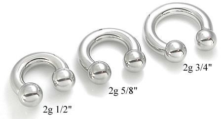 2g Stainless Steel Circular Barbell - Size Chart