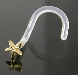 18g Yellow Gold 3D Star BioPlastic Nose Screw