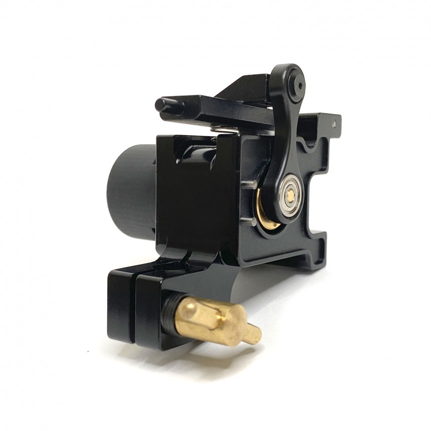 HM Aber Shader Rotary Tattoo Machine — Limited Edition Black (front angle)