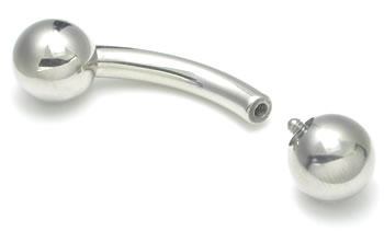 6g Bent Barbell - Internally Threaded & Stainless Steel - Ball Off