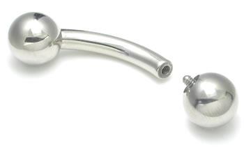 6g Bent Barbell - Internally Threaded & Stainless Steel - Ball Off