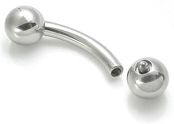 8g Bent Barbell Internally Threaded Stainless Steel Side View