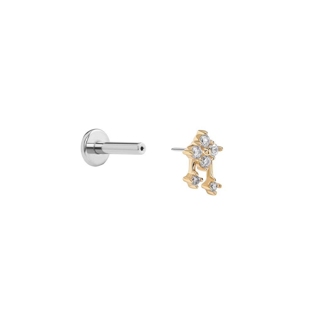 Tilum Jeweled Cuckoo Pendulum 14kt Yellow Gold Threadless Top — Price Per 1
