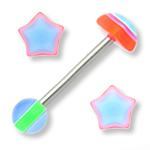 14g 5/8” Acrylic Color Layer Straight Barbell- 100 Piece Deal- Star