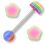 14g 5/8” Acrylic Color Layer Straight Barbell- 100 Piece Deal- Flower