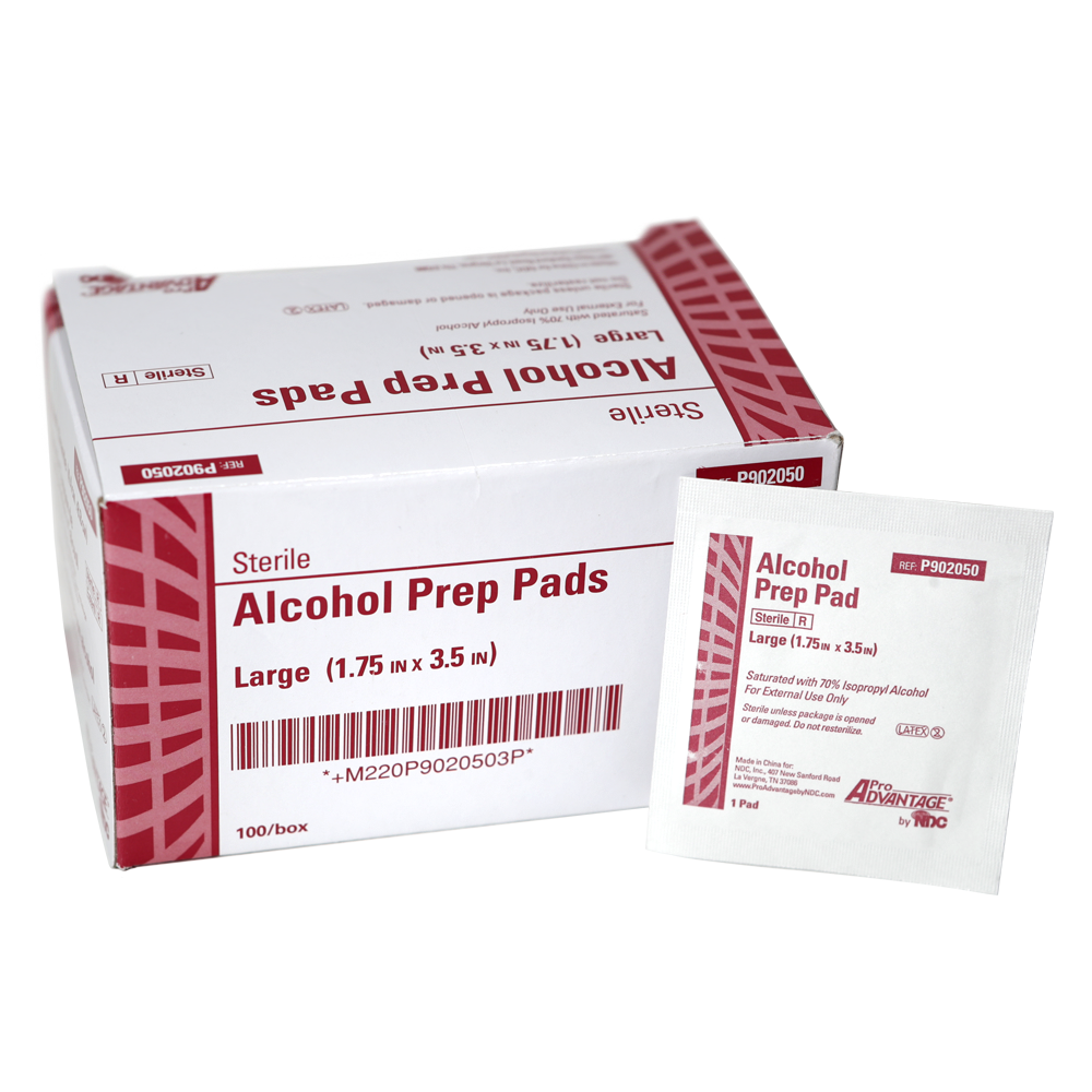 Pro Advantage Alcohol Prep Pads — Large — Box of 100