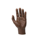 A Pound of Flesh Silicone Synthetic Left Hand with Wrist in Fitzpatrick Tone 5 angled downward on white background