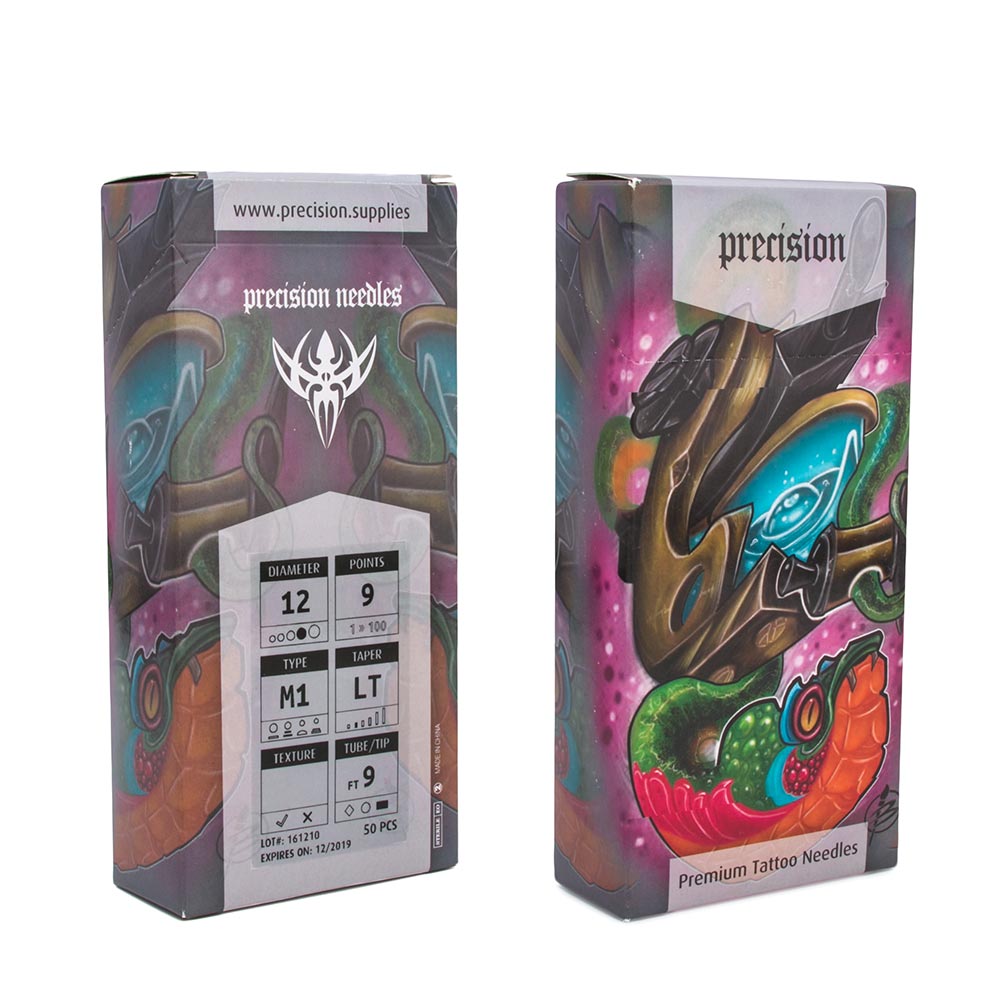 Artist Series — Precision Needles — Box of 50 Premade Sterilized Tattoo Needles with Insert — Fabian Olaya