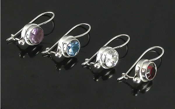 Indonesian Bling Style Sterling Silver Earrings Colors