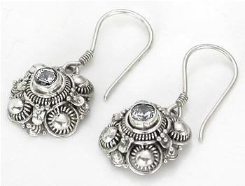 Cluster French Hook Bali Sterling Silver Earrings
