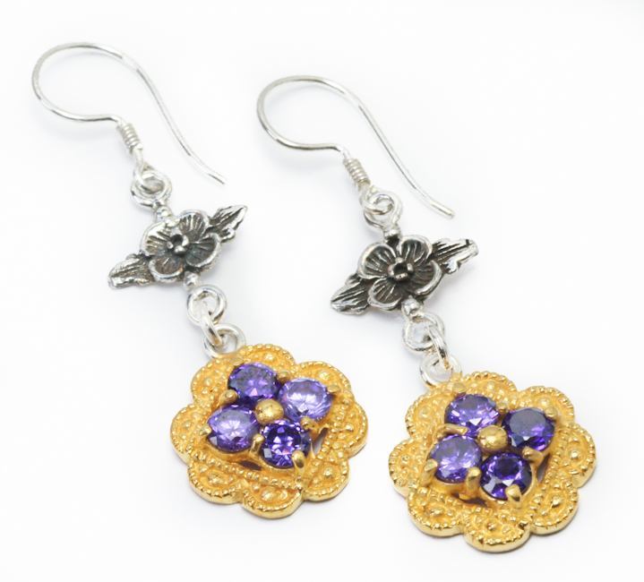 Flower n Flower Bali GOLD and Silver - Indonesian French Hook Earrings