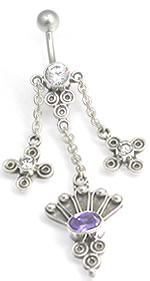 14g 7/16" Bali Fan Sterling Silver Belly Button Ring - Painful Pleasures