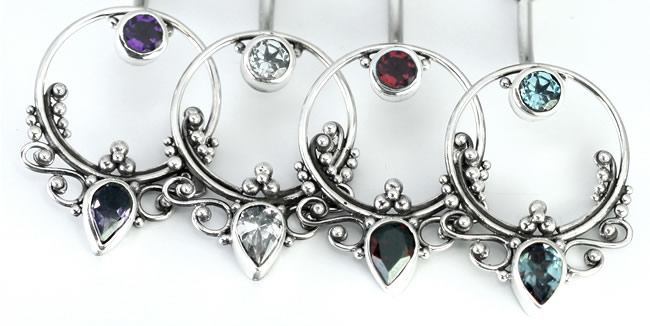 Bali Frame Indonesian Style Sterling Silver Earrings French Hook Colors