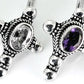 Bali OVAL Gem Cross - Indonesian Style Sterling Silver Earrings Colors