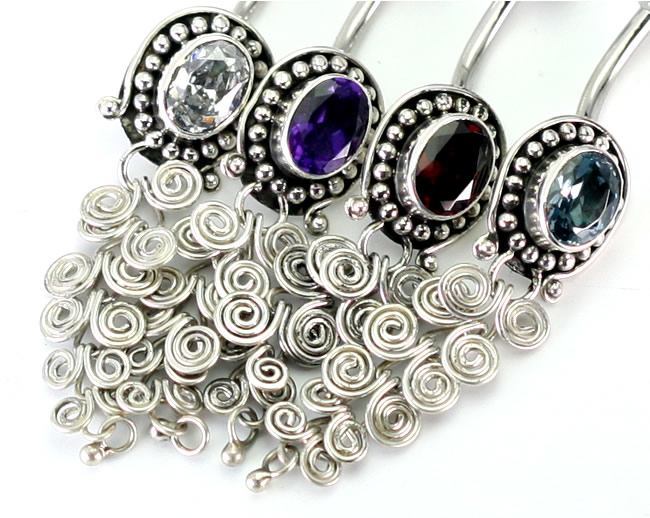 Bali TARTS - Indonesian Style Sterling Silver Earrings French Hook Colors