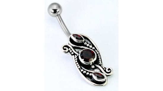 14g 7/16" Bali Eutop Sterling Silver Navel Belly Jewelry