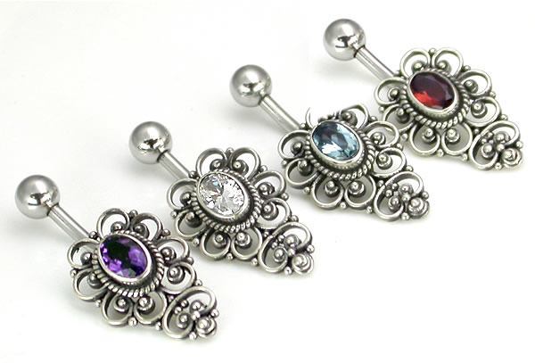 5 Hearts Indonesian Belly Button Ring Colors