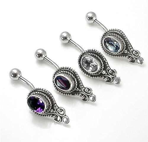 Center Dot Indonesian Belly Button Ring Colors