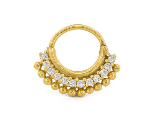 16g Septum Clicker - Layered 14kt Yellow Gold Plated Ring