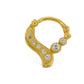 16g Septum Clicker - Jeweled 14kt Yellow Gold Plated Asymmetric Teardrop Ring