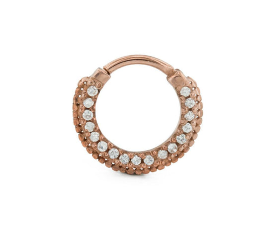 16g Septum Clicker – Pressed Jewel Rose Gold Plated Ring 1