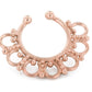 Rose Gold Plated, Sterling Silver Detailed Septum Ring or Earring - Clip On