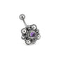 14g 7/16" Cluster Indonesian Navel Ring - Light Blue