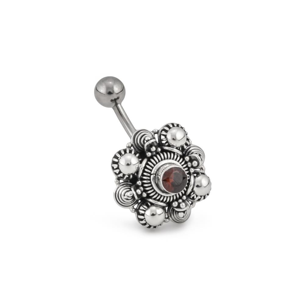 14g 7/16" Cluster Indonesian Navel Ring - Dark Purple