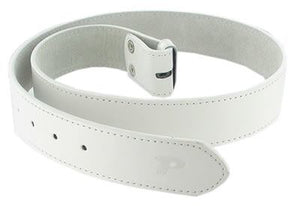 Genuine Leather Buckle Belt - White - Painful Pleasures