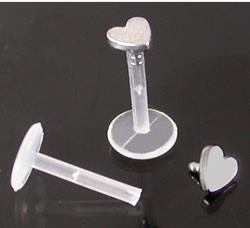 14g 5/16" Bioplastic Labret with 2.5mm Bioplastic Heart