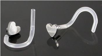 18g Stainless Steel Heart BioPlastic Nose Screw