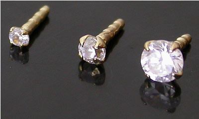 14kt Yellow Gold BioPlastic Prong Setting CZ in 1.5mm, 2.0mm or 3.0mm