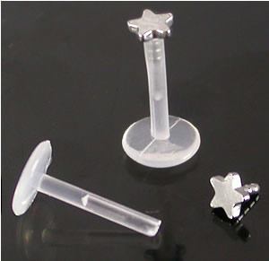 16g 5/16" Bioplastic Labret with 2.5mm Bioplastic Star