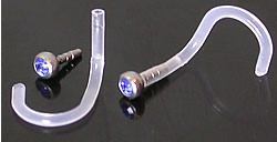 18g Dark Blue Jeweled Bioplastic Nose Screw