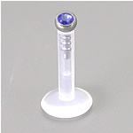 14g 5/16" Bioplastic Labret with 2.0mm Dark Blue Bioplastic Gem Ball