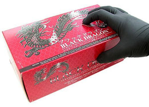 Black Dragon Disposable Latex Gloves — Box of 100 - Painful Pleasures