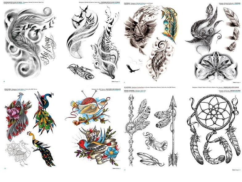 Birds & Feathers Tattoo Design Book Inside