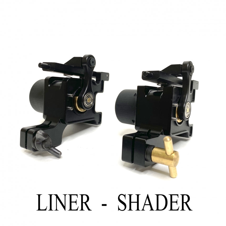 HM Aber Shader Rotary Tattoo Machine — Limited Edition Black (Shader vs Liner)