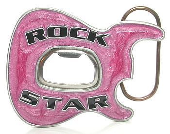 Pink Rock Star Bottle Opener Belt Buckle