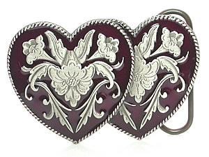 Double Love Hearts Belt Buckle