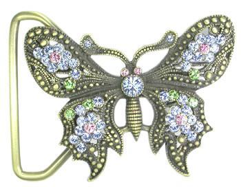 Antique Jeweled Butterfly Belt Buckle