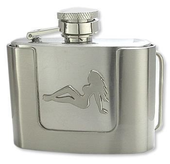 Mudflap Girl Flask Belt Buckle - Sneak it in!