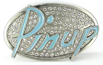 Pinup Jewel Encrusted Oval Stylish Belt Buckle