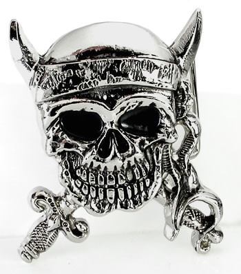 Caribbean Pirate Skull Head Belt Buckle Design