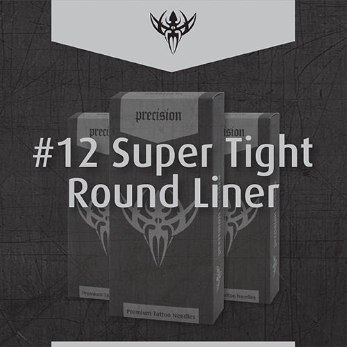 #12 Super Tight Round Liner — Precision Needles — Box of 50 Premade Sterilized Tattoo Needles