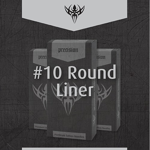 #10 BugPin Round Liner — Precision Needles — Box of 50 Premade Sterilized Tattoo Needles