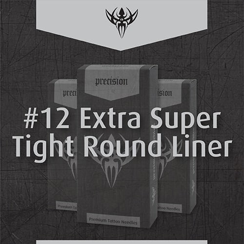 #12 Extra Super Tight Round Liner — Precision Needles — Box of 50 Premade Sterilized Tattoo Needles